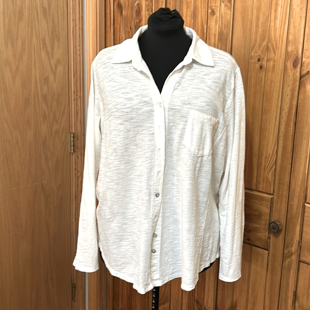 J Jill collared, button down long sleeve white shirt, 2x, $14